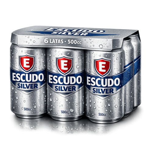 Six Pack Cerveza Escudo Silver LATA 500 cc
