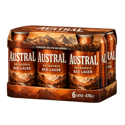 SIX PACK AUSTRAL PATAGONIA RED LAGER LATA 470 CC
