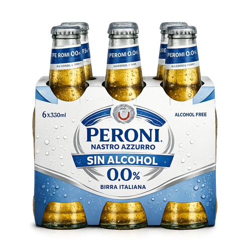SIX PACK CERVEZA PERONI SIN ALCOHOL BOT 330CC